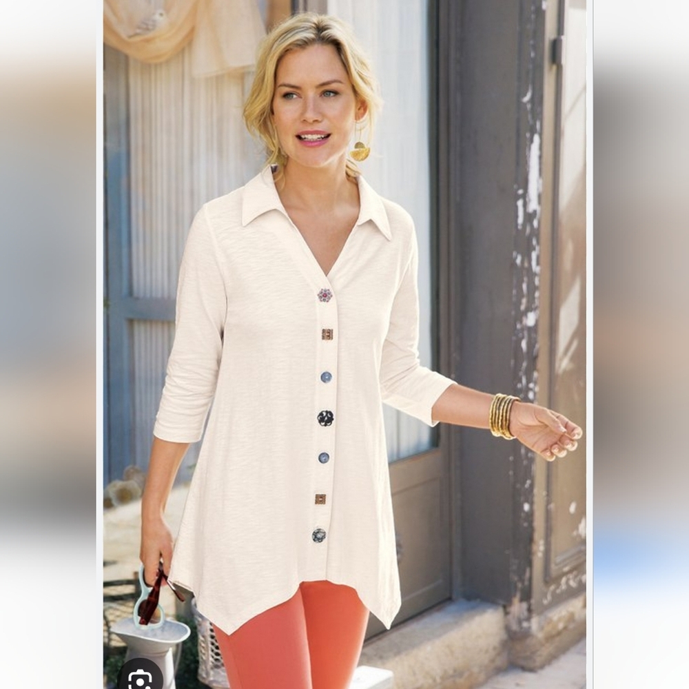 Danielle Sleeve Classic White Tunic Top
